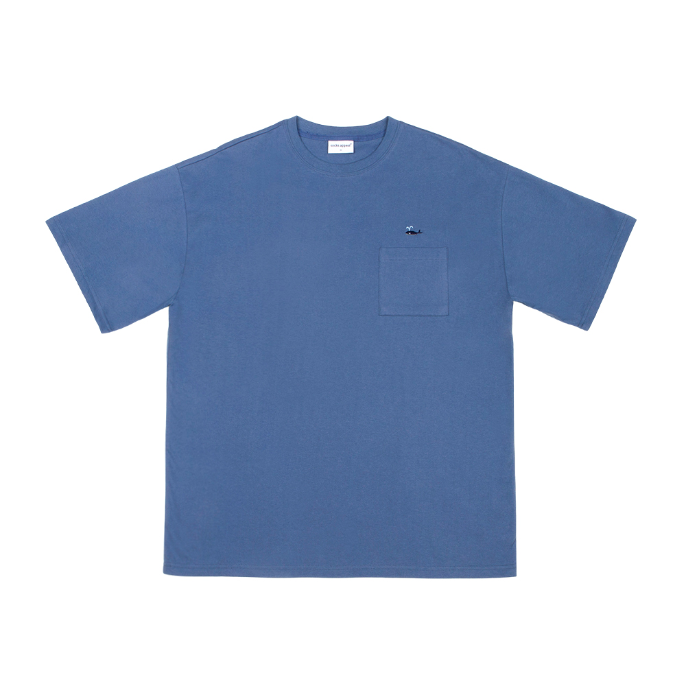 pocket t shirt whale blue (30% OFF)