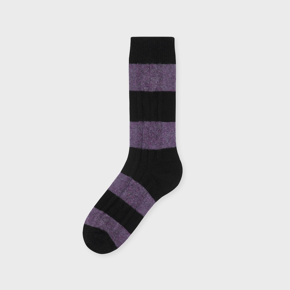wool cable bold stripe black purple