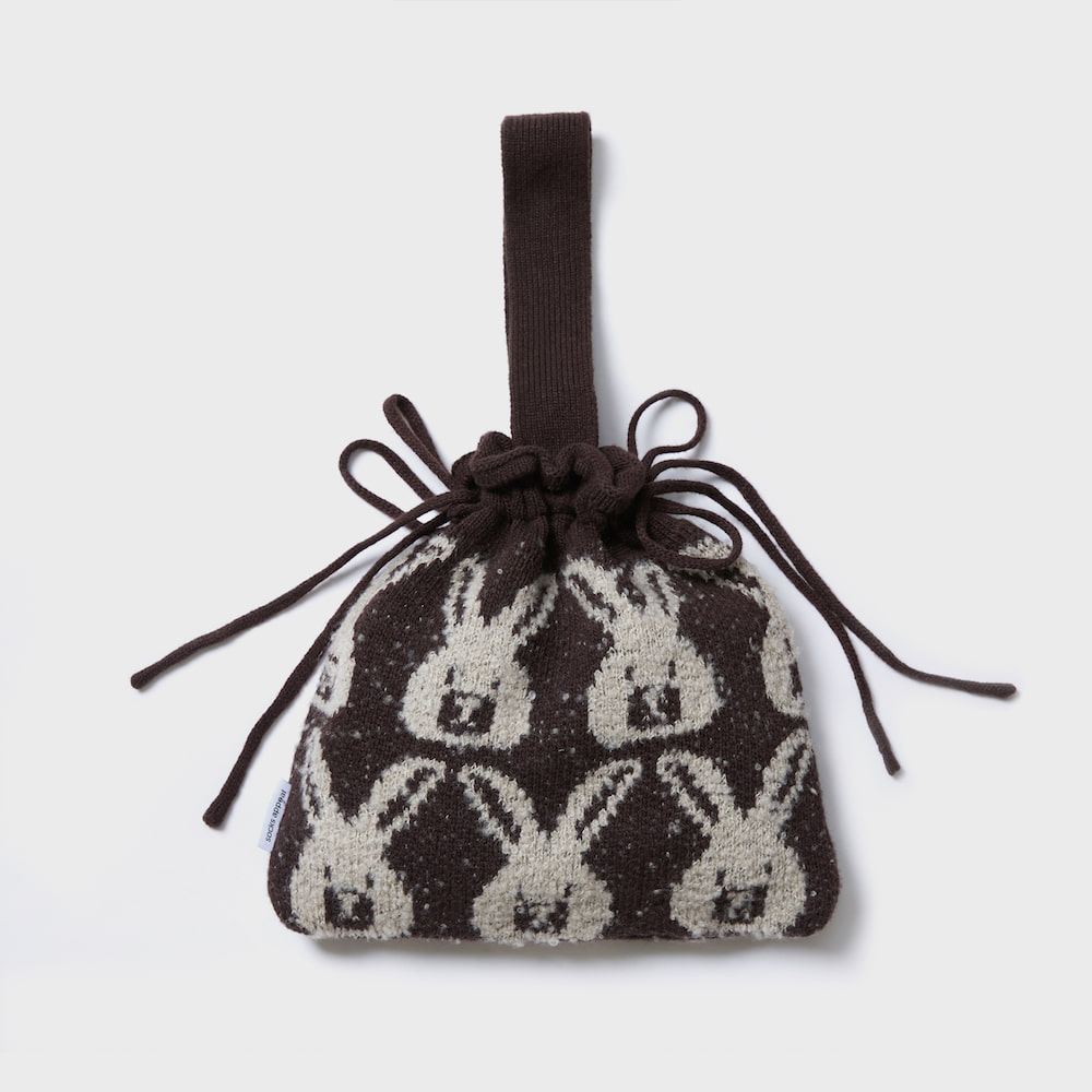 boucle knit bag rabbit brown
