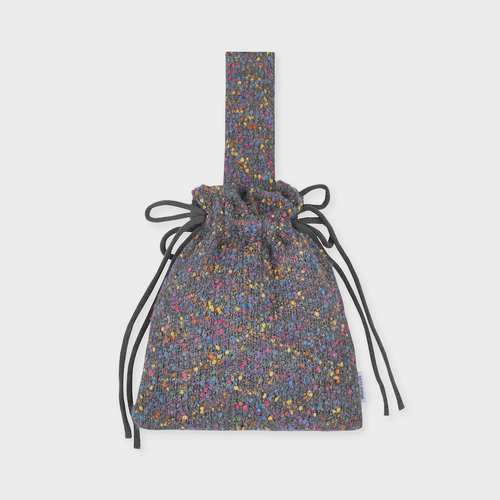 candy beads knit bucket bag grey